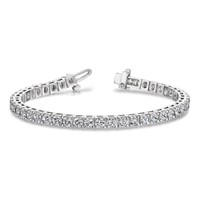 14K White Gold Complete 7.5 Carat Round Aaa Diamond 4-prong Tennis Bracelet, 7" view 3