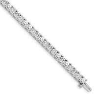 14K White Gold Complete 7.5 Carat Round Aaa Diamond 4-prong Tennis Bracelet, 7" view 1