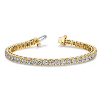 14K Yellow Gold Complete 10.8 Carat Round a Diamond 4-prong Tennis Bracelet, 7" view 3