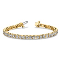 14K Yellow Gold Complete 10.8 Carat Round a Diamond 4-prong Tennis Bracelet, 7" view 5