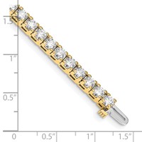14K Yellow Gold Complete 10.8 Carat Round a Diamond 4-prong Tennis Bracelet, 7" view 4