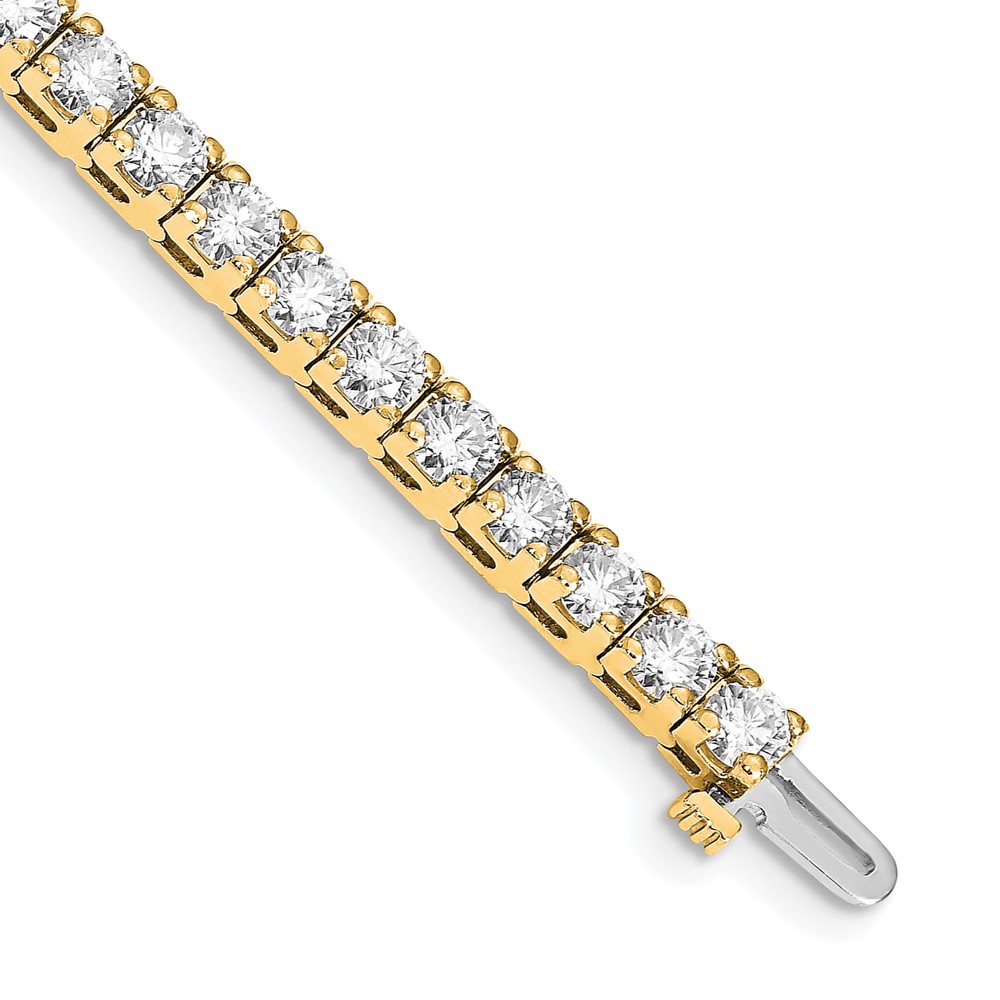 14K Yellow Gold Complete 10.8 Carat Round a Diamond 4-prong Tennis Bracelet, 7"