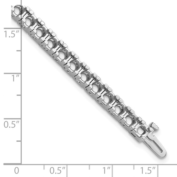 14k White Gold Holds 10.8 carat 10-4.1mm Round Diamond 4-prong 7 inch Tennis Bracelet Mounting