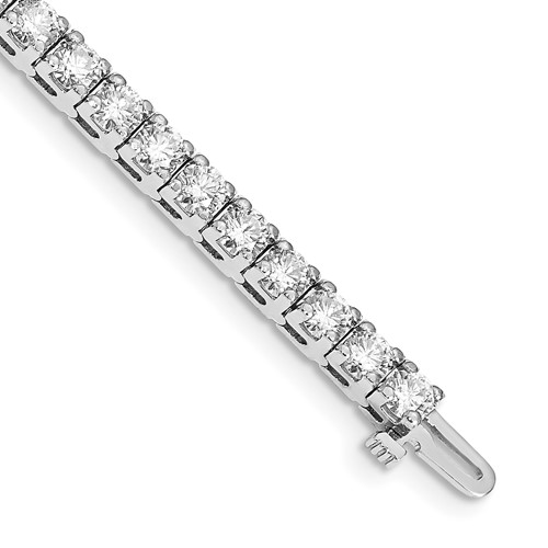 14K White Gold Complete 10.8 Carat Round VS Diamond 4-prong Tennis Bracelet, 7"