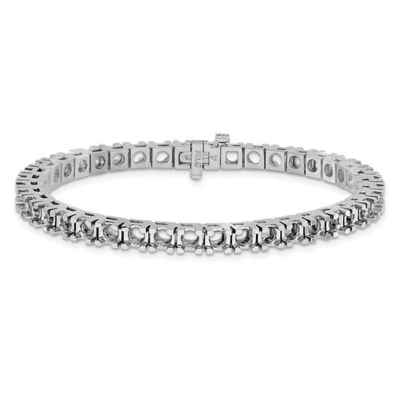 14k White Gold Holds 10.8 carat 10-4.1mm Round Diamond 4-prong 7 inch Tennis Bracelet Mounting