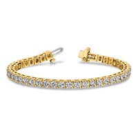 14K Yellow Gold Complete 12.5 Carat Round AA Diamond 4-prong Tennis Bracelet, 7" view 5
