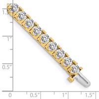 14K Yellow Gold Complete 12.5 Carat Round AA Diamond 4-prong Tennis Bracelet, 7" view 4