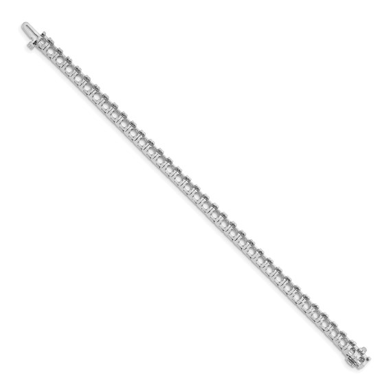 14k White Gold Holds 12.5 carat 36-4.4mm Round Diamond 4-prong 7 inch Tennis Bracelet Mounting