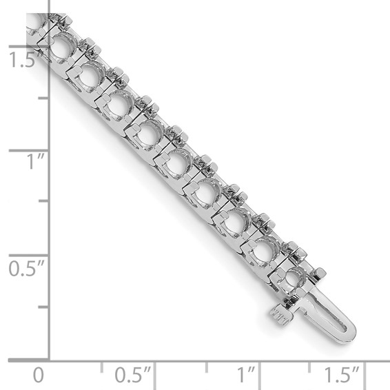 14k White Gold Holds 12.5 carat 36-4.4mm Round Diamond 4-prong 7 inch Tennis Bracelet Mounting