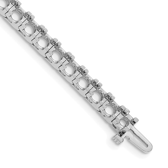 14k White Gold Holds 12.5 carat 36-4.4mm Round Diamond 4-prong 7 inch Tennis Bracelet Mounting