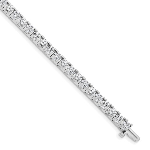 14K White Gold Complete 12.5 Carat Round AA Diamond 4-prong Tennis Bracelet, 7"