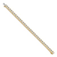 14K Yellow Gold Complete 17 Carat Round AA Diamond 4-prong Tennis Bracelet, 7" view 2