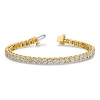 14K Yellow Gold Complete 17 Carat Round AA Diamond 4-prong Tennis Bracelet, 7" view 3