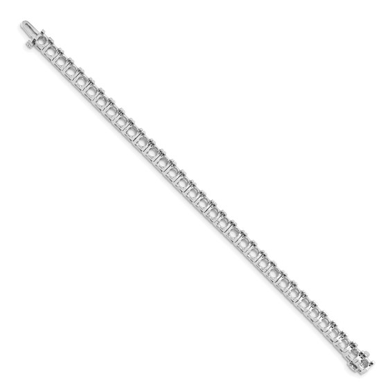 14k White Gold Holds 17 carat 33-5.1mm Round Diamond 4-prong 7 inch Tennis Bracelet Mounting