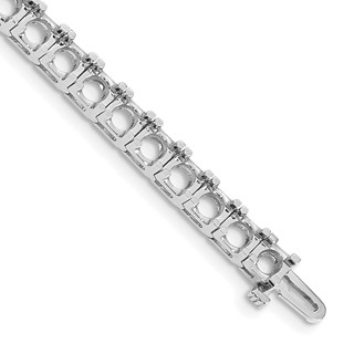 14k White Gold Holds 17 carat 33-5.1mm Round Diamond 4-prong 7 inch Tennis Bracelet Mounting