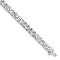 14K White Gold Complete 17 Carat Round VS Diamond 4-prong Tennis Bracelet, 7" view 1