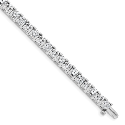 14K White Gold Complete 17 Carat Round AA Diamond 4-prong Tennis Bracelet, 7"