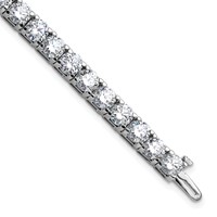 14K 16.00ctw White Gold Near Colorless Moissanite 4 Prong Tennis Bracelet view 1