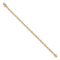 14K Yellow Gold Complete 0.50 Carat Round VS Diamond 4-prong X-design Tennis Bracelet, 7" view 2