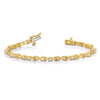 14K Yellow Gold Complete 0.50 Carat Round VS Diamond 4-prong X-design Tennis Bracelet, 7" view 3