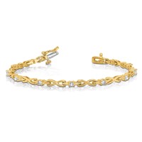 14K Yellow Gold Complete 0.50 Carat Round VS Diamond 4-prong X-design Tennis Bracelet, 7" view 5