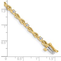 14K Yellow Gold Complete 0.50 Carat Round VS Diamond 4-prong X-design Tennis Bracelet, 7" view 4