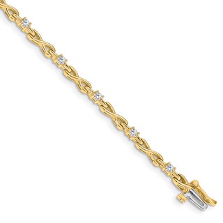 14k Holds 1/2 carat 11-2.2mm Round Diamond 4-prong X-design 7 inch Tennis Bracelet Mounting