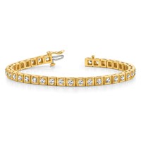 14K Complete 3.75 Carat Round AA Diamond 4-prong 7 Inch Tennis Bracelet view 3