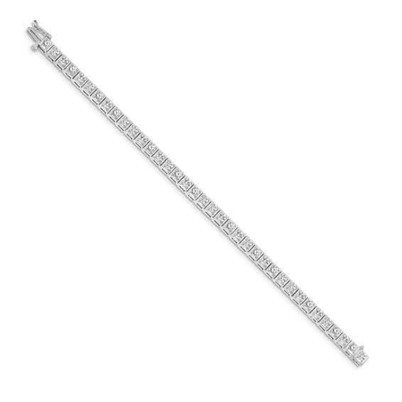 14k White Gold Holds 3.75 carat 37-3.0mm Round Diamond 4-prong 7 inch Tennis Bracelet Mounting