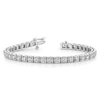 14K White Gold Complete 3.75 Carat Round Aaa Diamond 4-prong Tennis Bracelet, 7" view 5