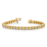 14K Yellow Gold Complete 5.1 Carat Round VS Diamond 4-prong Tennis Bracelet, 7" view 3