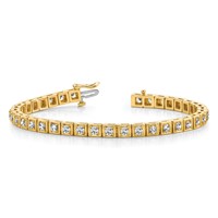 14K Yellow Gold Complete 5.1 Carat Round VS Diamond 4-prong Tennis Bracelet, 7" view 5