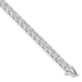 14k White Gold Holds 5.1 carat 34-3.4mm Round Diamond 4-prong 7 inch Tennis Bracelet Mounting