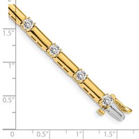 14K Yellow Gold Complete 2.8 Carat Round AA Diamond Bar Link Tennis Bracelet, 7" view 4