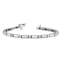 14K White Gold Complete 2.8 Carat Round Aaa Diamond Bar Link Tennis Bracelet, 7" view 3