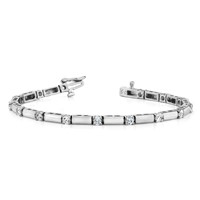 14K White Gold Complete 2.8 Carat Round Aaa Diamond Bar Link Tennis Bracelet, 7" view 5