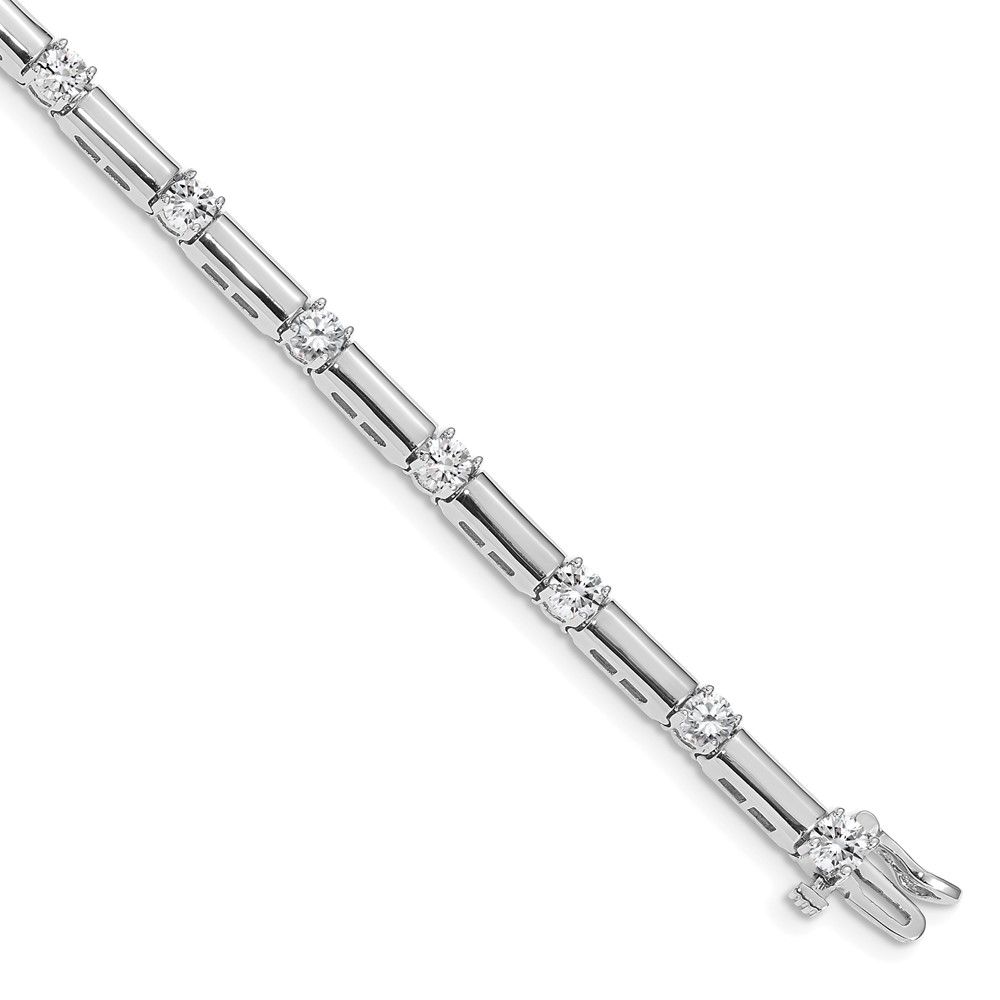 14K White Gold Complete 2.8 Carat Round Aaa Diamond Bar Link Tennis Bracelet, 7"