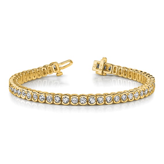14k Holds 3.5 carat 60-2.5mm Round Diamond Half-Bezel 7 inch Tennis Bracelet Mounting