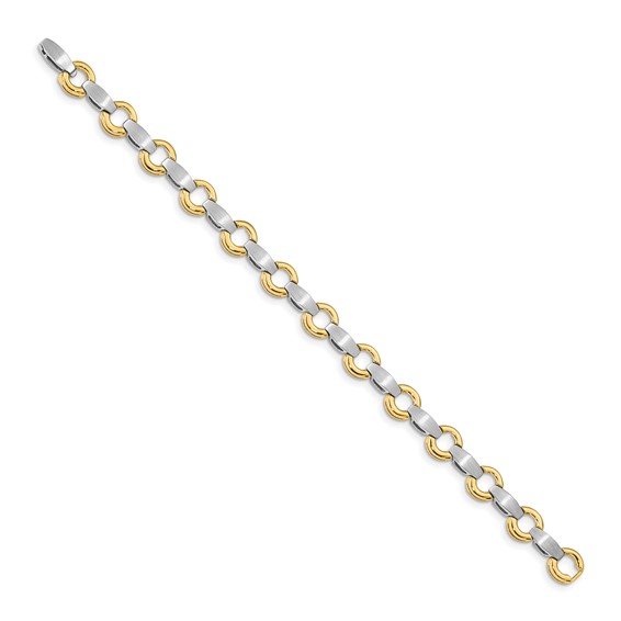 14k Two-tone Holds 13 Stones up to 2.5mm Satin Curved Bar Add-a-Diamond 7 inch Bracelet