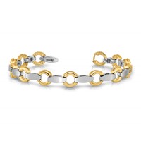14K Two-tone Holds 13 Stones Up to 2.5mm Satin Curved Bar Add-a-Diamond Bracelet, 7" view 3