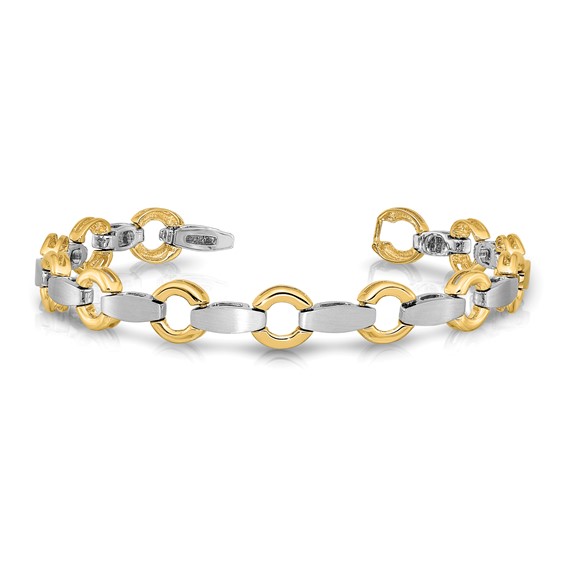 14k Two-tone Holds 13 Stones up to 2.5mm Satin Curved Bar Add-a-Diamond 7 inch Bracelet