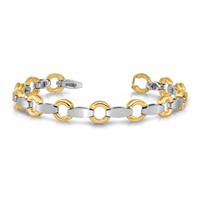 14K Two-tone Holds 13 Stones Up to 2.5mm Satin Curved Bar Add-a-Diamond Bracelet, 7" view 5