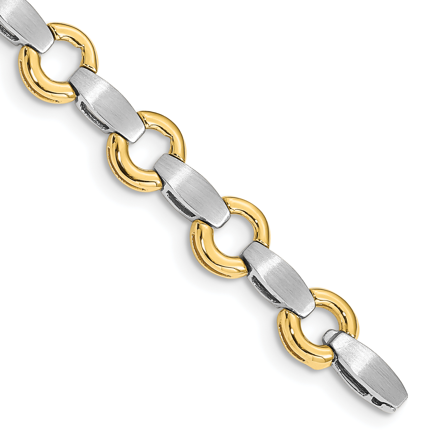 14k Two-tone Holds 13 Stones up to 2.5mm Satin Curved Bar Add-a-Diamond 7 inch Bracelet (X2332)