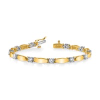 14K Two-tone Complete 1.13 Carat Round Aaa Diamond Curved Bar Link Tennis Bracelet, 7" view 5