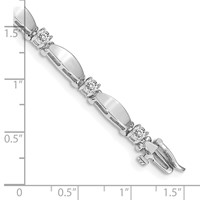 14K White Gold Complete 1.13 Carat Round AA Diamond Curved Bar Link Tennis Bracelet, 7" view 4