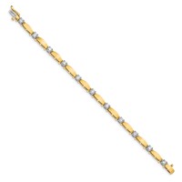 14K Two-tone Complete 1.87 Carat Round a Diamond Curved Bar Link Tennis Bracelet, 7" view 2
