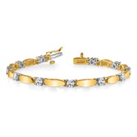 14K Two-tone Complete 1.87 Carat Round a Diamond Curved Bar Link Tennis Bracelet, 7" view 5