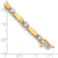 14K Two-tone Complete 1.87 Carat Round a Diamond Curved Bar Link Tennis Bracelet, 7" view 4