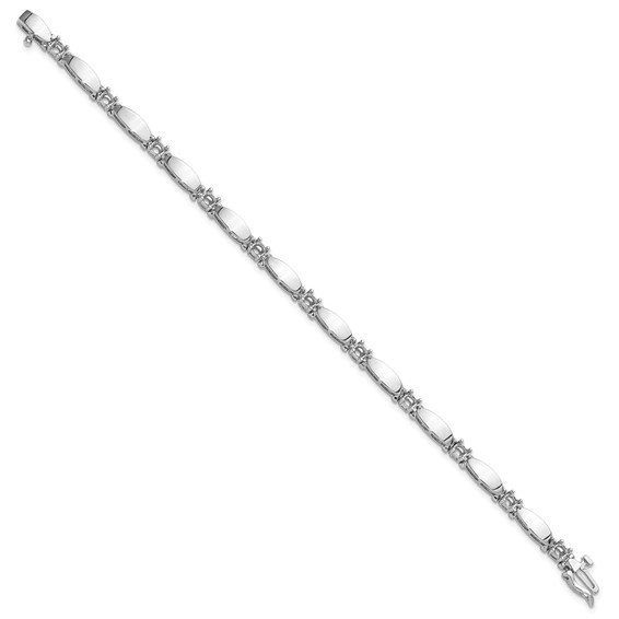 14k White Gold Holds 1.87 carat 11-3.5mm Round Diamond Curved Bar Link 7 inch Tennis Bracelet Mounting