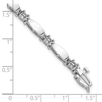 14K White Gold Holds 1.87 Carat 11-3.5mm Round Diamond Curved Bar Link Tennis Bracelet Mounting, 7" view 5